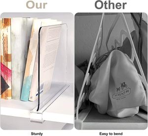 ที่ยึดชั้นวางทรงสี่เหลี่ยมผืนผ้า <span class=keywords><strong>PVC</strong></span> <span class=keywords><strong>ใส</strong></span>ทำจากอะคริลิค1แพ็คตัวแบ่งตู้อเนกประสงค์สำหรับห้องนั่งเล่นที่เก็บเสื้อผ้า - Product Image 5