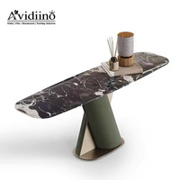 Service OEM/ODM, table console moderne en acier au carbone avec plateau en marbre artificiel pour chambre à coucher et salon, meubles de maison