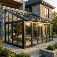 Solárium Moderno de Aluminio con Rotura de Puente Térmico, Doble Acristalamiento, Vidrio Low-E, Casa de Cristal Aislada para Patio, Terraza o Villa