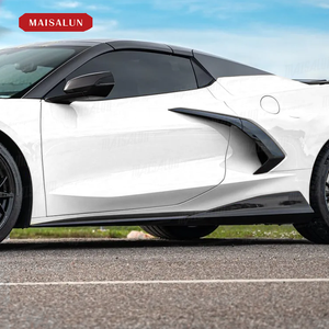 Kit de carrosserie noir brillant en matériau ABS pour Chevrolet <span class=keywords><strong>Corvette</strong></span> C8 jupes latérales à lèvre avant spoiler bodykit - Product Image 5