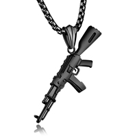 Collier pendentif pistolet à AK-47 en acier inoxydable de style hip-hop chaîne à maillons plaquée or 24 pouces cadeau de mariage à la mode pour femmes et hommes