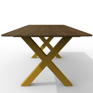 طاولة طعام فاخرة حديثة كلاسيكية صديقة للبيئة بسطح رخامي مستطيل الشكل وأرجل معدنية على شكل X للمطاعم - Product Image 3