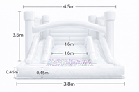 Château gonflable double toboggan de 5,5 m avec piscine à balles pour fêtes d'enfants et location
