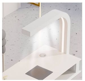 Table de manucure moderne blanche en promotion avec éclairage LED et aspirateur de poussière, ensemble table et chaise de manucure individuelle, table à ongles - Product Image 5