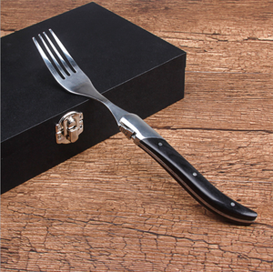 Fourchettes à steak <span class=keywords><strong>Laguiole</strong></span> Naixin Guangdong modernes et durables en acier inoxydable avec <span class=keywords><strong>manche</strong></span> en <span class=keywords><strong>bois</strong></span> noir de haute qualité, épaissies - Product Image 2