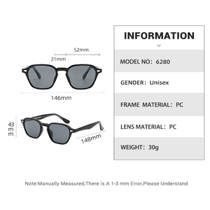 Nuevas gafas de sol cuadradas de moda Retro Vintage Unisex propionato gafas de sol estética avanzada <span class=keywords><strong>lentes</strong></span> polarizadas - Product Image 3