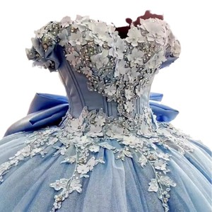 Vestido de Noche para Actuación de <span class=keywords><strong>Bel</strong></span> <span class=keywords><strong>Canto</strong></span>, Azul, Hombros Descubiertos, Elegante, Falda de Cintura Alta - Product Image 5