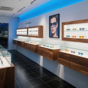 <strong>Yoshing</strong> New Arrival Customized Wooden LED Sunglasses Display Cabinet Eco-Friendly Design for Retail Optical Lens Eyewear - Product Image 6