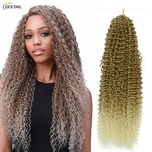Extensions de cheveux synthétiques en fibres protéinées bio, résistantes à la chaleur, bouclées, en fibres bio organiques, tresses au crochet naturelles, en paquet - Product Image 1