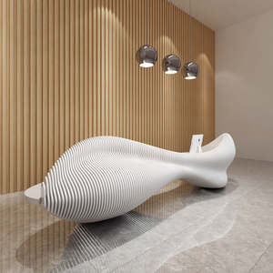 White Gold <b>Reception</b> Desk Beauty Salon Clinic Hotel Lobby Front <b>Counter</b> LED Light Modern Design - Product Image 3