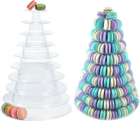 Support à macarons rond à 10 niveaux en plastique PET transparent, idéal pour les baby showers, anniversaires et mariages