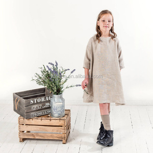 Abiti Traspiranti Personalizzati ODM per Bambine, Vestiti in Lino Lavato con Maniche, Abbigliamento Autunnale per Bambine - Product Image 2
