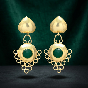 New Arrival Dyed <b>Emerald</b> Golden Ethnic Drop <b>Earrings</b> for Wedding & Engagement - Product Image 2