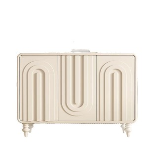 Nordic Style <b>Sideboard</b> Cabinet 3 Compartments <b>Walnut</b> Wood Storage Living Room Furniture - Product Image 5