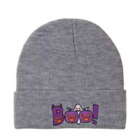 Bonnet en tricot brodé mignon et effrayant pour Halloween, motif citrouille et fantôme, en acrylique extensible, idéal pour les tenues d'automne-hiver sur le thème d'Halloween