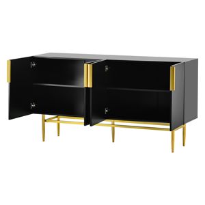 DB TREXM Buffet moderne élégant à 4 portes en bois de manguier avec poignée en métal doré pour salle à manger, salon et chambre à coucher - Product Image 1