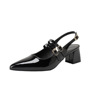 Yaz Patent deri <span class=keywords><strong>Slingback</strong></span> artı boyutu 36-45 kadınlar yüksek topuklu sandalet sivri burun yüksek üst açık pompalar - Product Image 1