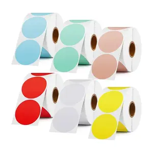 Custom Colorful Direct Thermal Dot Sticker White Green Yellow Pink Colour Red Round 1" 2" Color Circle Thermal Sticker Label Rol