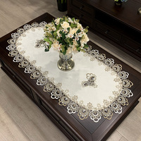 Ensemble de nappe et chemin de table anti-poussière en tissu dentelle TaiGen, motif géométrique de style américain, pour table basse et meuble TV
