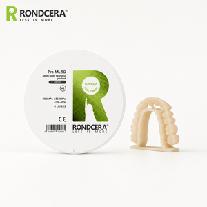Rondcera PRO ML 5D Çok Katmanlı Diş Zirkonyası, Mükemmel Güç ve Güzellik Dengesi ISO 13485 Tedarik Zinciri Doğrudan Zirkonya - Product Image 2