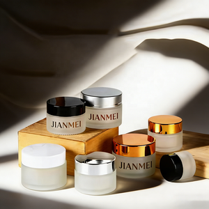 In Stock 5/10/15/20/30/50G Matte Black <strong>Glass</strong> <strong>Containers</strong> Face Cream <strong>Glass</strong> Jar 1 2 4 Oz <strong>Glass</strong> Jars With Plastic Wood Grain Lid - Product Image 2
