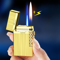 Briquet à double flamme DEBANG, briquet torche directe, briquet à flamme ouverte, briquet à cigare, briquet à cigarettes, alliage de zinc, 2 allumages, haute qualité