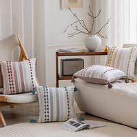 Housse de coussin de bureau tissée jacquard géométrique minimaliste moderne en bande longue colorée, vente en gros
