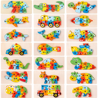 Jigsaw Puzzle hewan 3d, ukuran kecil terlaris papan teka-teki kayu kartun dinosaurus Pop Diy hadiah anak-anak mainan pendidikan untuk anak-anak