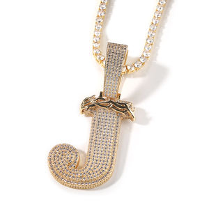 UWIN-Collar con colgante ostentoso para hombre y mujer, grande y con letra inicial mayúscula única, personalizado, a la moda, Corona del alfabeto, joyería con letras - Product Image 5