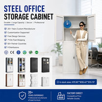 Archivadores de Acero Personalizables de Cuatro Puertas con Puertas de Vidrio, Almacenamiento Ajustable para Oficina, Hotel, Escuela