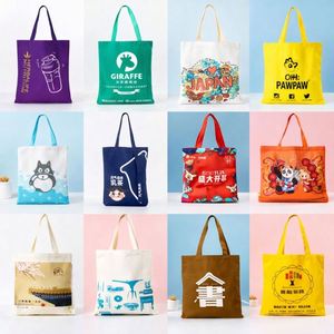 Eco Reusable Canvas Shopping Tote <b>Bag</b> with Long Handles Letter Pattern <b>Medium</b> <b>Size</b> Custom Logo Promotional <b>Bag</b> - Product Image 3