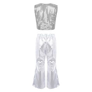 Traje de Baile de Salón Estándar para Niños y Niñas de 7 a 14 Años, Chaleco con Pantalones Acampanados para Actuaciones en Escenario, Baile Hip-Hop y Jazz - Product Image 3