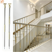 Rampe d'escalier ornementale ronde en aluminium gris doré, style simple, design luxueux, installation facile, vente en gros, pour balcon et escalier
