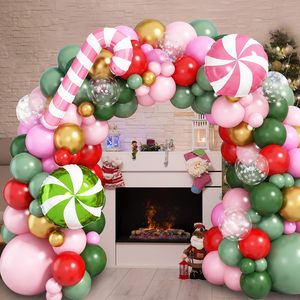 Kit de guirnalda de globos navideños 127 piezas verde salvia Rosa rojo oro globos arco con copo de nieve dulces globos invierno Año Nuevo - Product Image 4
