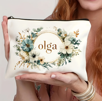 Bolsa de Cosméticos y Artículos de Aseo de Lona con Diseño Europeo y Nombre Personalizado, Multifuncional para Hombres y Mujeres, Almacenamiento de Viaje, Regalo de Cumpleaños/Festivales
