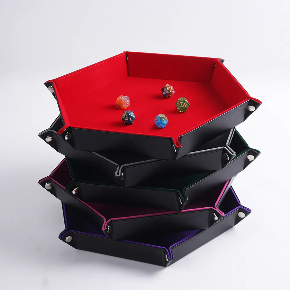 Supplier Direct OEM Foldable Quadrilateral Storage Box PU Leather Game Dice Tray