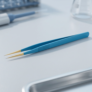 Blue Metal Tweezers With Gold Tips Flat Mini Fan Shape <b>Reusable</b> Beauty Tool For <b>Eyelash</b> Extensions - Product Image 4