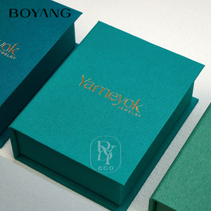 Boyang tùy chỉnh tái sử dụng cuốn sách phong cách màu xanh lá cây giấy quà tặng bông tai vòng cổ trang sức bao bì hộp - Product Image 6