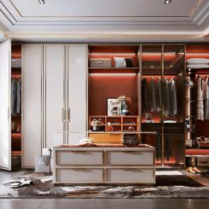 Luxury Villa Wood Grain Walk-in Closet Design Wardrobe for Home Furniture - Product Image 3