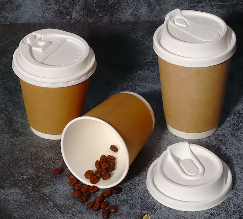 Customize Disposable Coffee Paper Cup with logo Double Wall Kraft Paper Cup Wholesale for Hot Cold Beverage