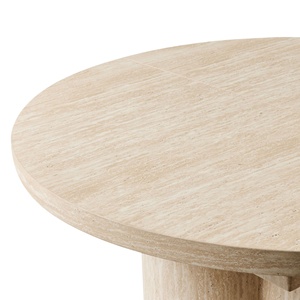 Meubles de maison scandinaves, <span class=keywords><strong>table</strong></span> à manger <span class=keywords><strong>extensible</strong></span> ronde à ovale en MDF travertin de 120 cm pour 4 à 6 personnes - Product Image 4