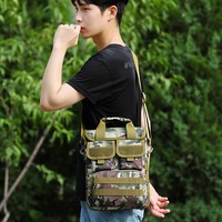 Sac bandoulière vertical de style tactique, sacoche pour tablette 10 pouces avec sangle MOLLE