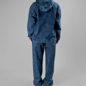 Sweat à capuche en denim tricoté personnalisé pour femme, style streetwear décontracté, manches longues, cordon de serrage réglable, logo frontal ODM - Product Image 6