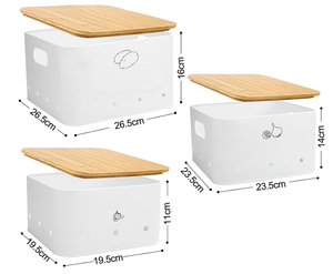 Set of Vegetable Storage Tins Set Metal Onion <strong>Garlic</strong> Potato <strong>Jars</strong> with Wooden Lid Cube Storage Bins &amp; Container - Product Image 2
