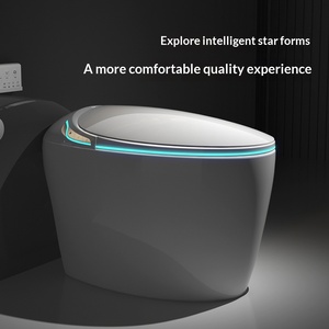 <span class=keywords><strong>WC</strong></span> intelligent de luxe moderne en céramique avec bidet intégré, chasse d'eau automatique, sans réservoir, électrique, siège chauffant, LED, double chasse - Product Image 1