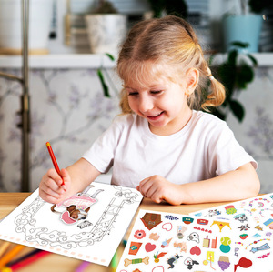 Set di 20 <span class=keywords><strong>Fogli</strong></span> per Disegno Fai-<span class=keywords><strong>da</strong></span>-Te, Libro di Adesivi per Vestire Animali Domestici, Kit di Colorazione a Tema Cuccioli per Bambini - Product Image 3