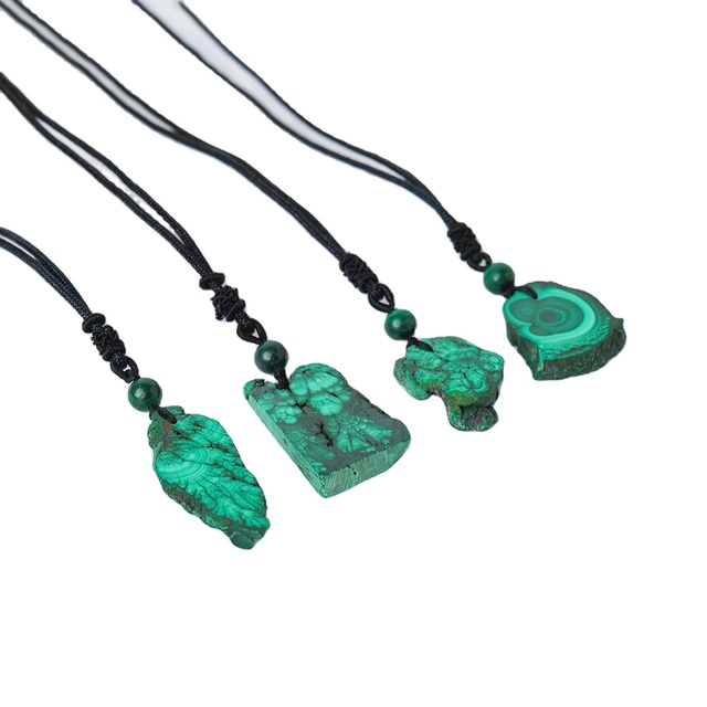 Natural High Quality Crystal Malachite Slice Pendant Peacock Stone Slabs Necklace Crystal Crafts Decoration Holiday Gift