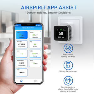 Testador de Qualidade do Ar Portátil 9 em 1, <span class=keywords><strong>Detector</strong></span> de PM2.5, PM1.0, PM10 e <span class=keywords><strong>VOC</strong></span>, Monitor de Qualidade do Ar Interno, CE ROHS - Product Image 5