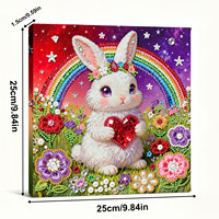 Kits de Peinture Diamant 5D DIY en Forme Spéciale Lapin de Pâques, Fleur et Arc-en-ciel, Art des Pierres Précieuses pour Adultes, Cadeau de Pâques Unique, Vente en Gros