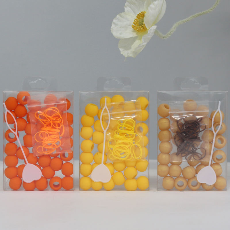 Colorful Hair Beads Kit Soft Silicone Rubber Hair Beads Braiding Hair Accessories Extention for Girls